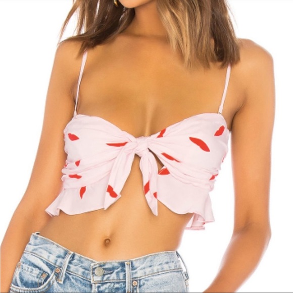 LPA Tops - 🆕 LPA Tie Front Top in Lips Pattern Size M